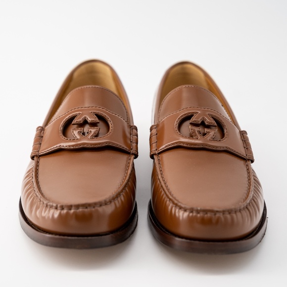 size 12.5G - Gucci Brown Leather Loafers GG Interlocking main image 10